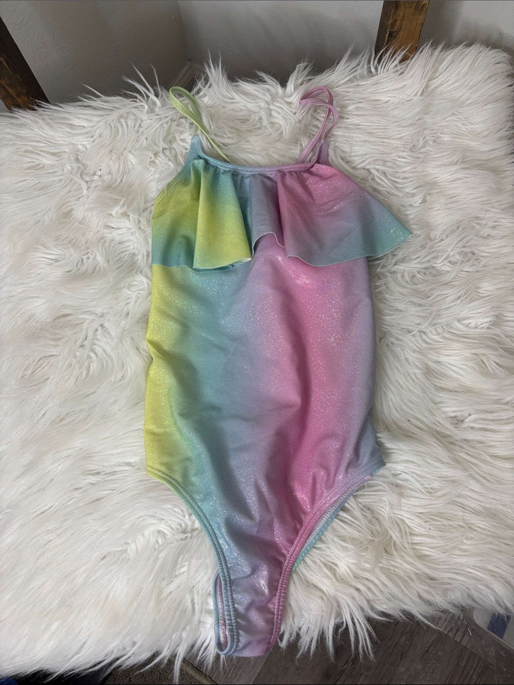 Bmagical by Btween Pastel Rainbow Ruffle Dance Leotard Cheer Gymnastics Size 8